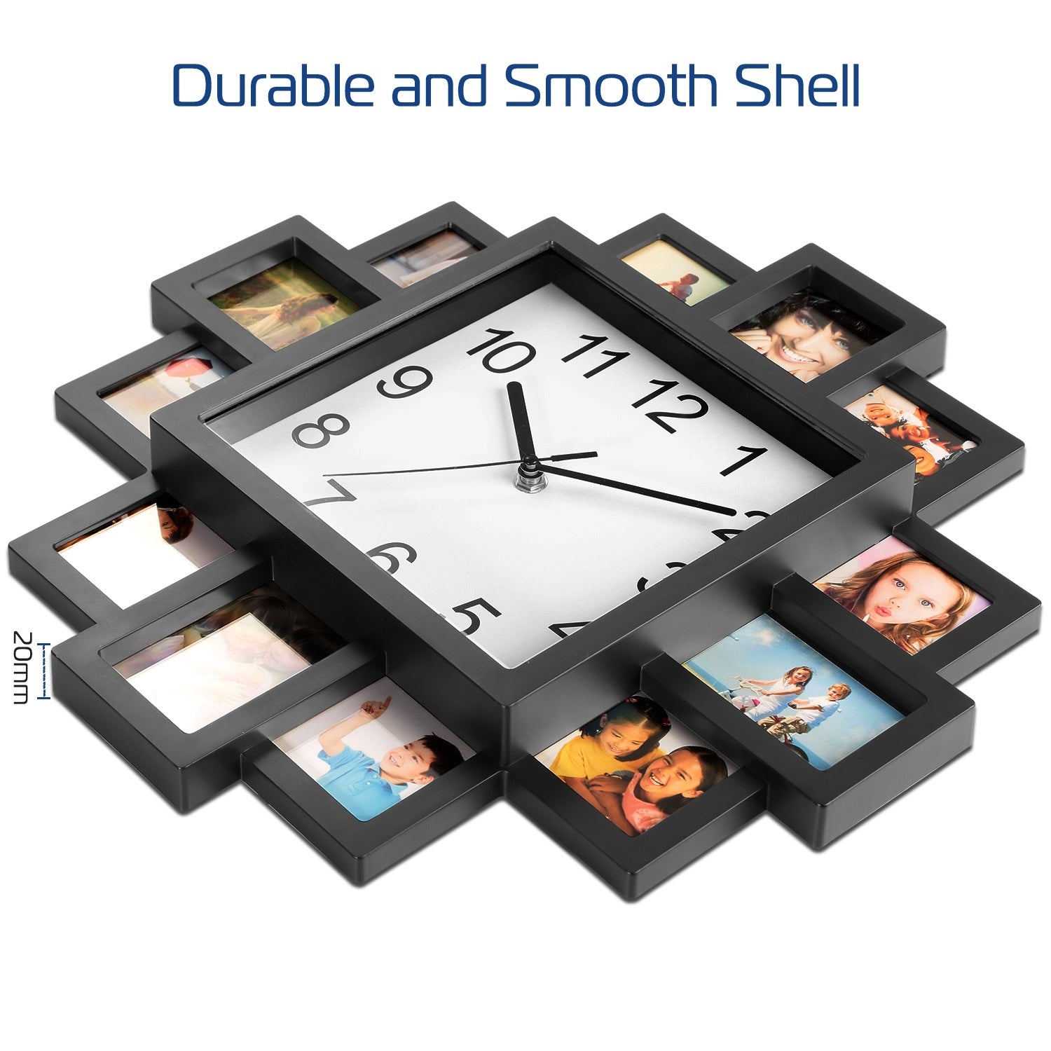 1Pc Photo Frame Clock Picture Collage 12-Picture Display Wall Clock Photowall Wall Hanging Home Decor
